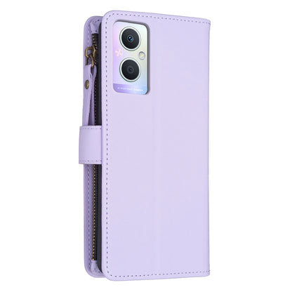 OPPO A96 5G Leather Flip Phone Case with 9 Card Slots, Zipper Wallet & Detachable Wristlet Strap