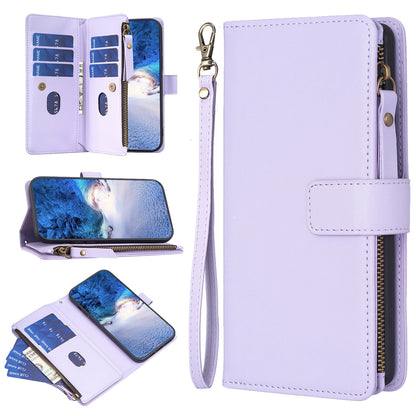 Realme C53 Leather Flip Phone Case with 9 Card Slots, Zipper Wallet & Detachable Wristlet Strap