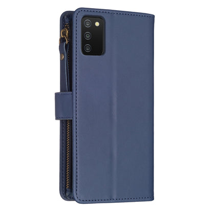Samsung Galaxy A03s Leather Flip Phone Case with 9 Card Slots, Zipper Wallet & Detachable Wristlet Strap