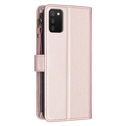 Samsung Galaxy A03s Leather Flip Phone Case with 9 Card Slots, Zipper Wallet & Detachable Wristlet Strap