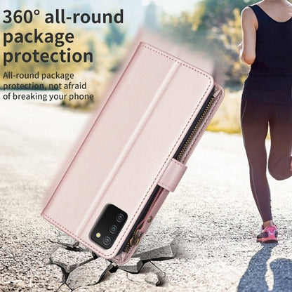 Samsung Galaxy A03s Leather Flip Phone Case with 9 Card Slots, Zipper Wallet & Detachable Wristlet Strap