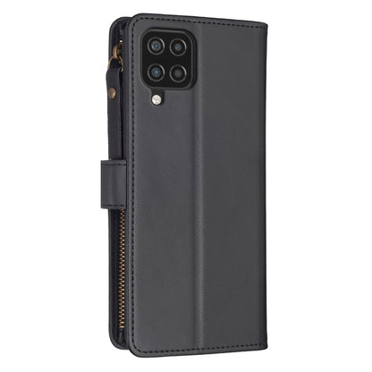 Samsung Galaxy A12 Leather Flip Phone Case with 9 Card Slots, Zipper Wallet & Detachable Wristlet Strap