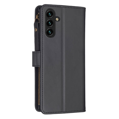 Samsung Galaxy A13 Leather Flip Phone Case with 9 Card Slots, Zipper Wallet & Detachable Wristlet Strap