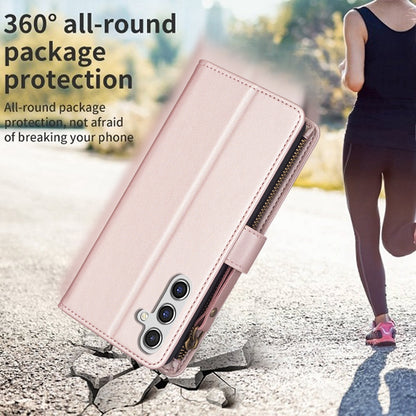 Samsung Galaxy A14 Leather Flip Phone Case with 9 Card Slots, Zipper Wallet & Detachable Wristlet Strap