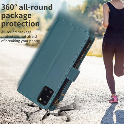 Samsung Galaxy A31 Leather Flip Phone Case with 9 Card Slots, Zipper Wallet & Detachable Wristlet Strap