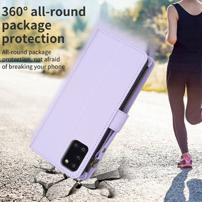 Samsung Galaxy A31 Leather Flip Phone Case with 9 Card Slots, Zipper Wallet & Detachable Wristlet Strap