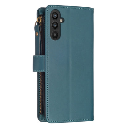 Samsung Galaxy A34 5G Leather Flip Phone Case with 9 Card Slots, Zipper Wallet & Detachable Wristlet Strap