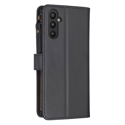 Samsung Galaxy A34 5G Leather Flip Phone Case with 9 Card Slots, Zipper Wallet & Detachable Wristlet Strap