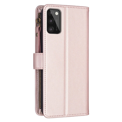 Samsung Galaxy A41 Leather Flip Phone Case with 9 Card Slots, Zipper Wallet & Detachable Wristlet Strap