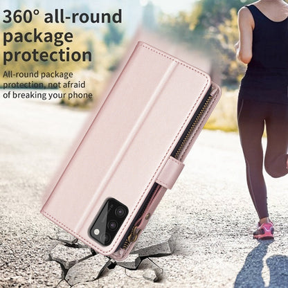 Samsung Galaxy A41 Leather Flip Phone Case with 9 Card Slots, Zipper Wallet & Detachable Wristlet Strap