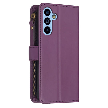 Samsung Galaxy A54 5G Leather Flip Phone Case with 9 Card Slots, Zipper Wallet & Detachable Wristlet Strap