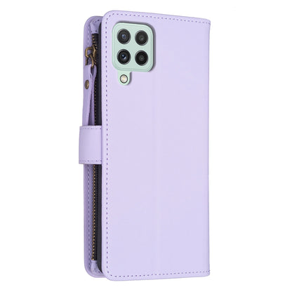 Samsung Galaxy A22 4G Leather Flip Phone Case with 9 Card Slots, Zipper Wallet & Detachable Wristlet Strap