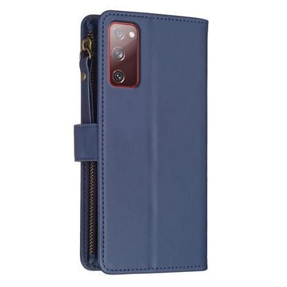 Samsung Galaxy S20 FE Leather Flip Phone Case with 9 Card Slots, Zipper Wallet & Detachable Wristlet Strap