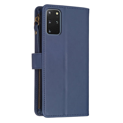 Samsung Galaxy S20+ Leather Flip Phone Case with 9 Card Slots, Zipper Wallet & Detachable Wristlet Strap