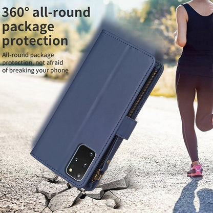 Samsung Galaxy S20+ Leather Flip Phone Case with 9 Card Slots, Zipper Wallet & Detachable Wristlet Strap