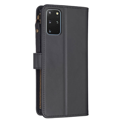 Samsung Galaxy S20+ Leather Flip Phone Case with 9 Card Slots, Zipper Wallet & Detachable Wristlet Strap