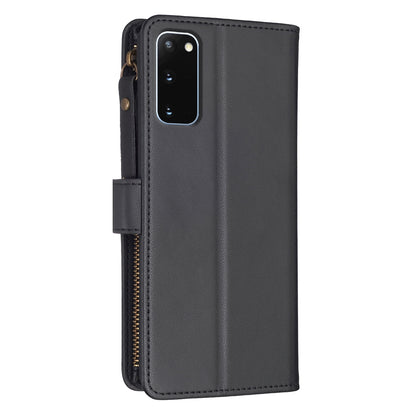 Samsung Galaxy S20 Leather Flip Phone Case with 9 Card Slots, Zipper Wallet & Detachable Wristlet Strap