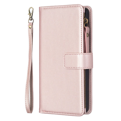 Samsung Galaxy S20 Leather Flip Phone Case with 9 Card Slots, Zipper Wallet & Detachable Wristlet Strap