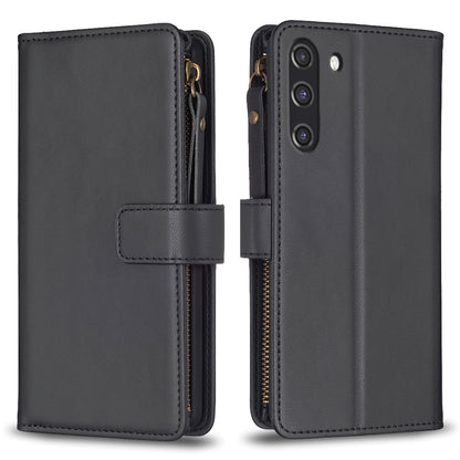 Samsung Galaxy S21 FE 5G Leather Flip Phone Case with 9 Card Slots, Zipper Wallet & Detachable Wristlet Strap