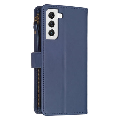 Samsung Galaxy S22 5G Leather Flip Phone Case with 9 Card Slots, Zipper Wallet & Detachable Wristlet Strap