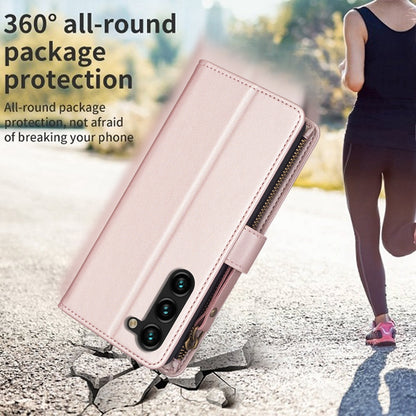 Samsung Galaxy S23+ 5G Leather Flip Phone Case with 9 Card Slots, Zipper Wallet & Detachable Wristlet Strap