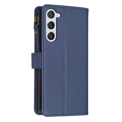 Samsung Galaxy S23 5G Leather Flip Phone Case with 9 Card Slots, Zipper Wallet & Detachable Wristlet Strap