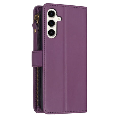 Samsung Galaxy S23 FE 5G Leather Flip Phone Case with 9 Card Slots, Zipper Wallet & Detachable Wristlet Strap