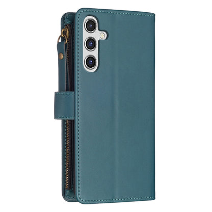 Samsung Galaxy A15 Leather Flip Phone Case with 9 Card Slots, Zipper Wallet & Detachable Wristlet Strap