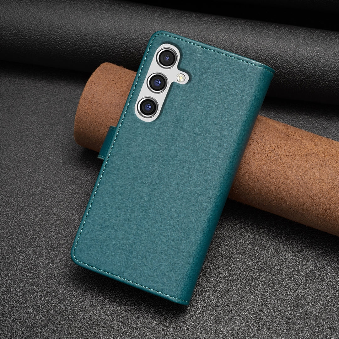 Samsung Galaxy A15 Leather Flip Phone Case with 9 Card Slots, Zipper Wallet & Detachable Wristlet Strap