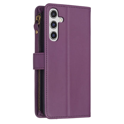 Samsung Galaxy A15 Leather Flip Phone Case with 9 Card Slots, Zipper Wallet & Detachable Wristlet Strap