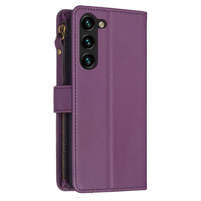 Samsung Galaxy S24+ 5G Leather Flip Phone Case with 9 Card Slots, Zipper Wallet & Detachable Wristlet Strap