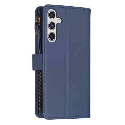 Samsung Galaxy A55 Leather Flip Phone Case with 9 Card Slots, Zipper Wallet & Detachable Wristlet Strap