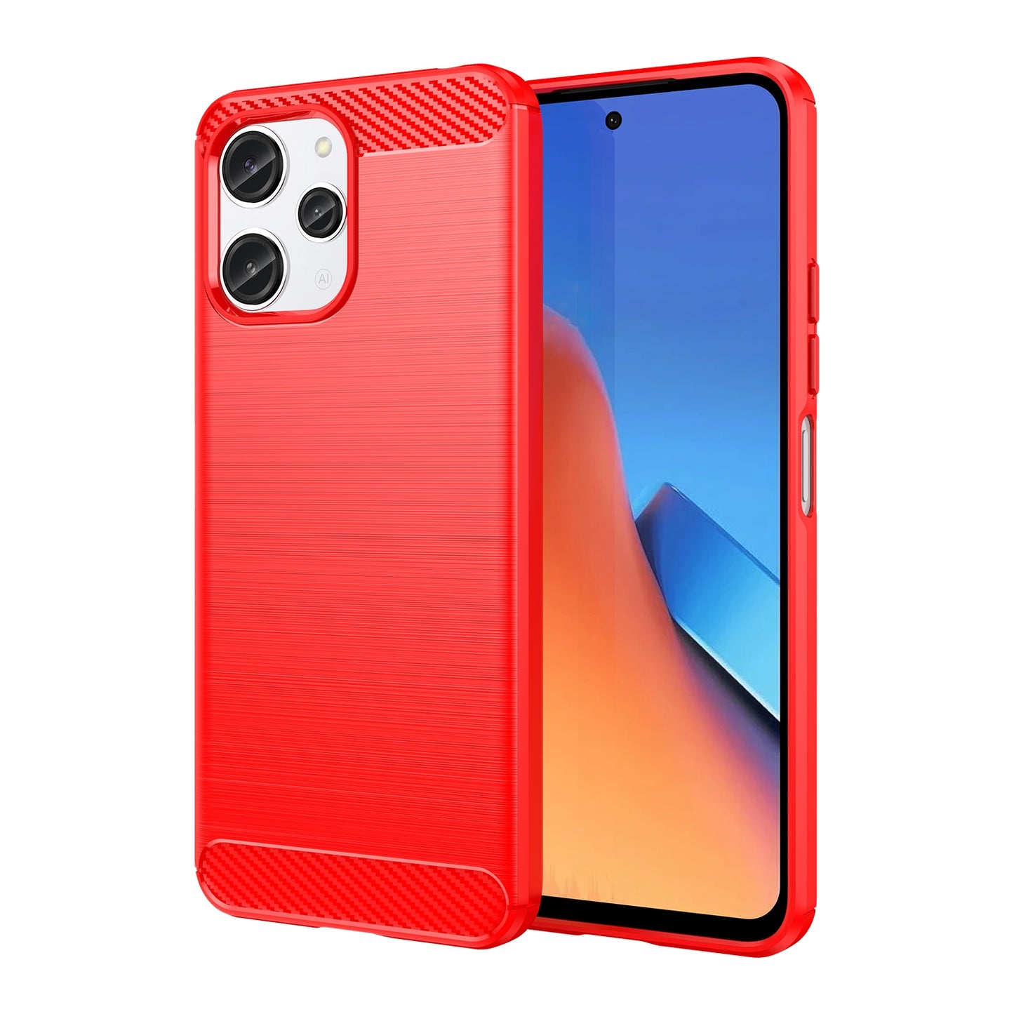 Xiaomi Redmi 12R Carbon Fiber Brushed Texture TPU Protective Phone Case Shockproof Slim Cover
