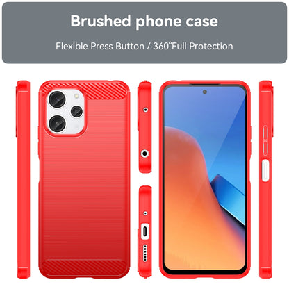 Xiaomi Redmi 12R Carbon Fiber Brushed Texture TPU Protective Phone Case Shockproof Slim Cover