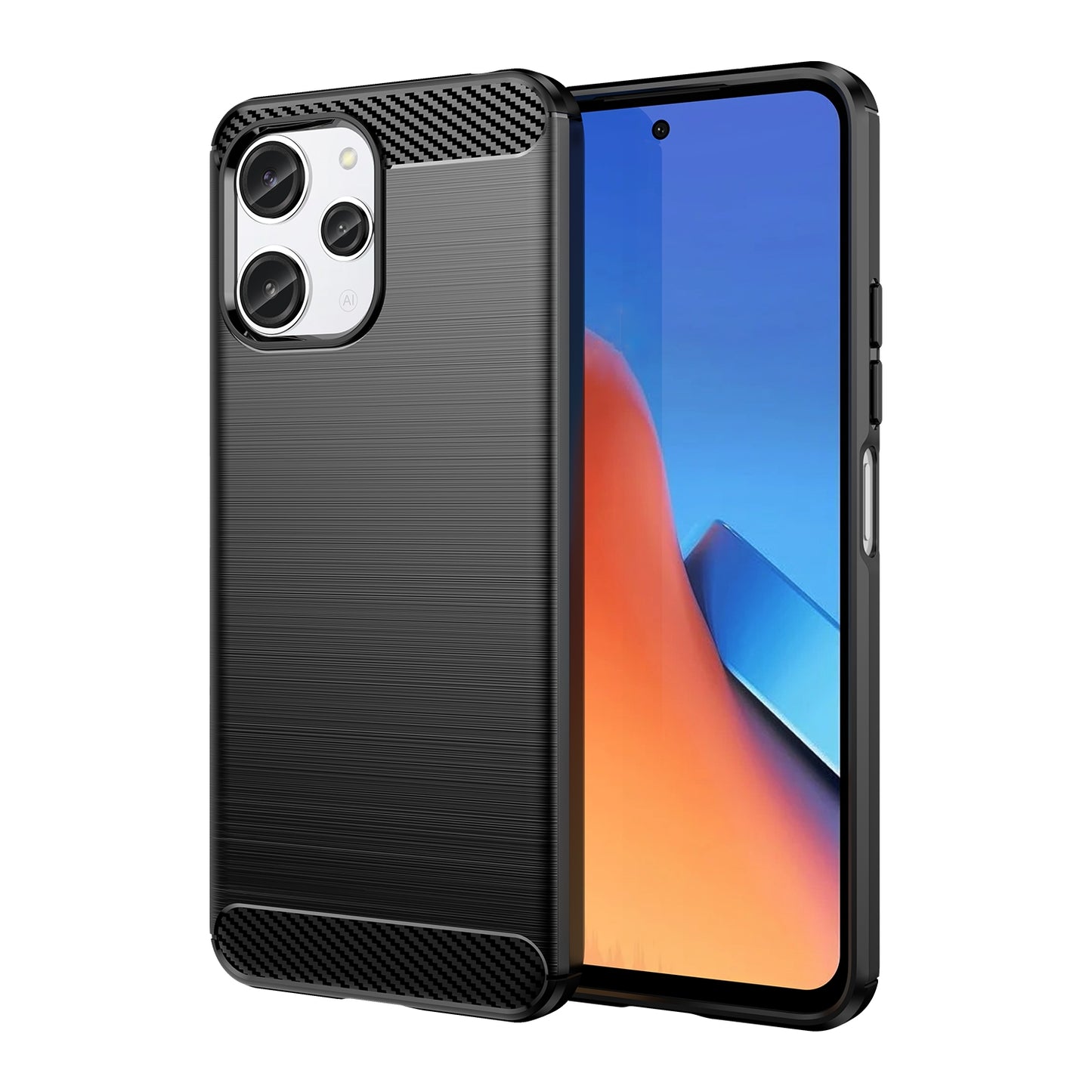 Xiaomi Redmi 12R Carbon Fiber Brushed Texture TPU Protective Phone Case Shockproof Slim Cover