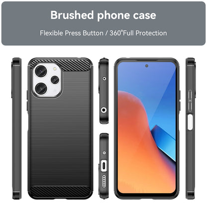 Xiaomi Redmi 12R Carbon Fiber Brushed Texture TPU Protective Phone Case Shockproof Slim Cover