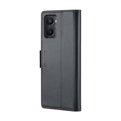 Realme 9i 4G Litchi Texture RFID Anti-theft Leather Phone Case with Butterfly Buckle, Stand & Card Wallet with TPU Shell