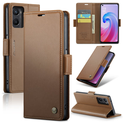 Realme 9i 4G Litchi Texture RFID Anti-theft Leather Phone Case with Butterfly Buckle, Stand & Card Wallet with TPU Shell