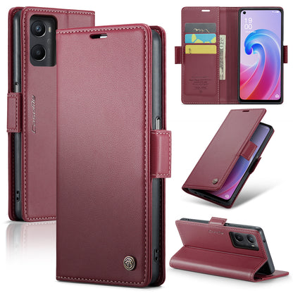 Realme 9i 4G Litchi Texture RFID Anti-theft Leather Phone Case with Butterfly Buckle, Stand & Card Wallet with TPU Shell