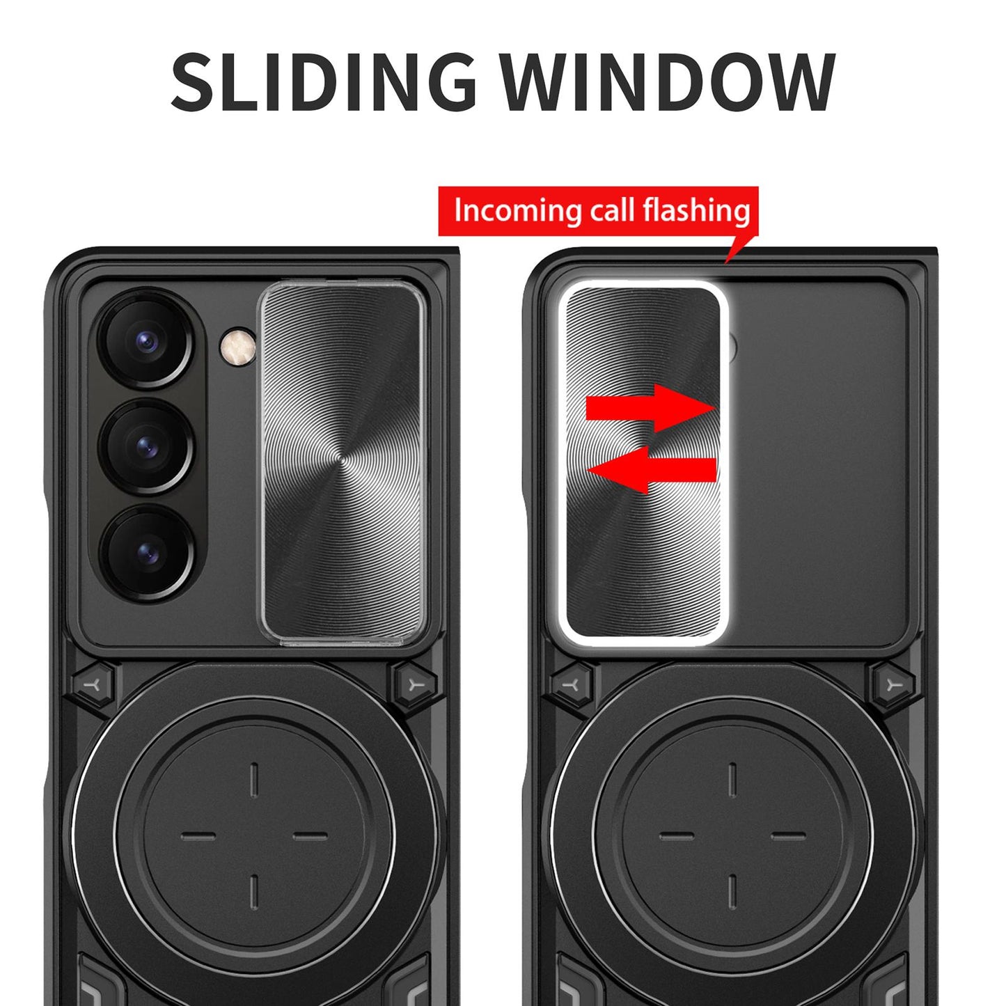 Samsung Galaxy Z Fold7 Magnetic Holder CD Texture Sliding Camshield Phone Case, TPU PC Shockproof Cover