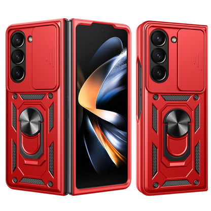 Samsung Galaxy Z Fold6 Sliding Camera Cover Magnetic Ring Stand Shockproof TPU + PC Protective Phone Case