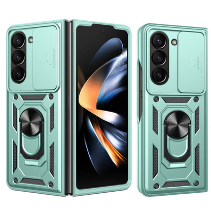 Samsung Galaxy Z Fold6 Sliding Camera Cover Magnetic Ring Stand Shockproof TPU + PC Protective Phone Case