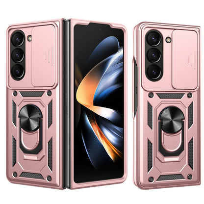 Samsung Galaxy Z Fold6 Sliding Camera Cover Magnetic Ring Stand Shockproof TPU + PC Protective Phone Case