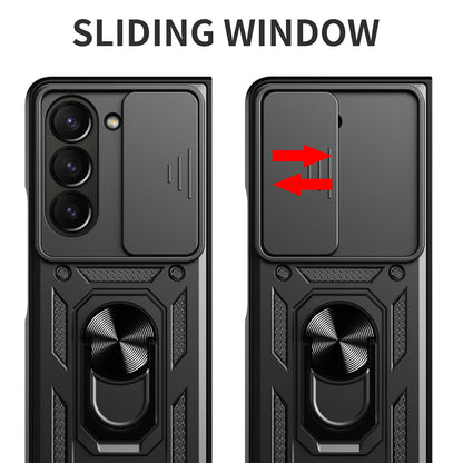 Samsung Galaxy Z Fold6 Sliding Camera Cover Magnetic Ring Stand Shockproof TPU + PC Protective Phone Case