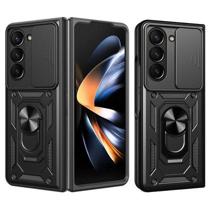 Samsung Galaxy Z Fold7 Sliding Camera Cover Magnetic Ring Stand Shockproof TPU + PC Protective Phone Case