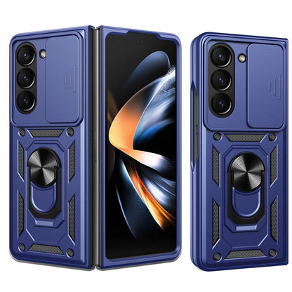 Samsung Galaxy Z Fold7 Sliding Camera Cover Magnetic Ring Stand Shockproof TPU + PC Protective Phone Case