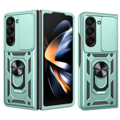 Samsung Galaxy Z Fold7 Sliding Camera Cover Magnetic Ring Stand Shockproof TPU + PC Protective Phone Case