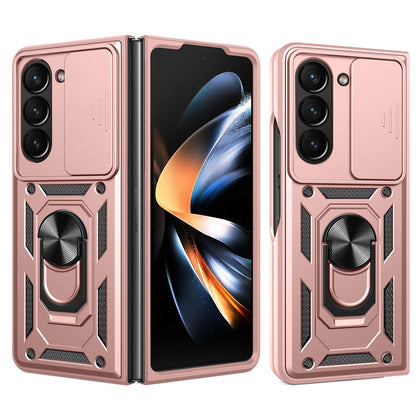 Samsung Galaxy Z Fold7 Sliding Camera Cover Magnetic Ring Stand Shockproof TPU + PC Protective Phone Case