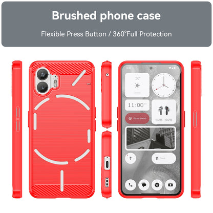 Nothing Phone 2 Carbon Fiber Brushed Texture TPU Protective Phone Case Shockproof Slim Cover