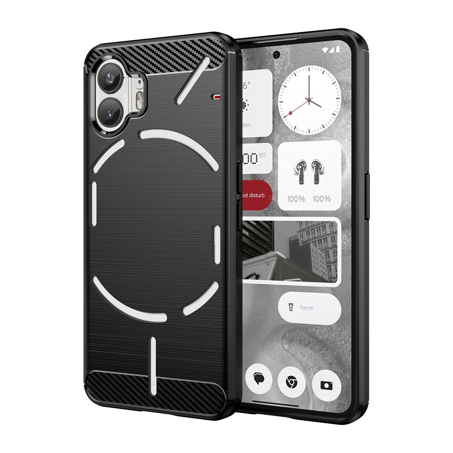 Nothing Phone 2 Carbon Fiber Brushed Texture TPU Protective Phone Case Shockproof Slim Cover